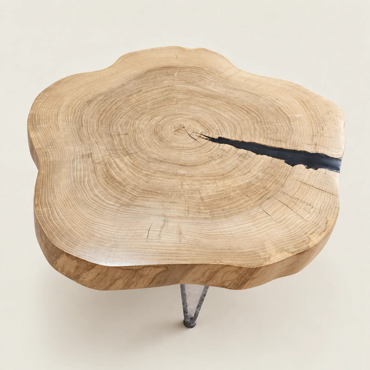 Table basse rondin &,époxy